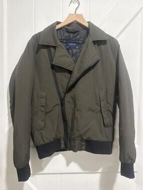 Zara Man Basic Olive Green Bomber Lightweight Jacket Size L